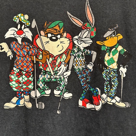 Looney Tunes Bugs Bunny Golf Graphic Tee Retro Cartoon Shirt Mens M ptp18 - Picture 2 of 6